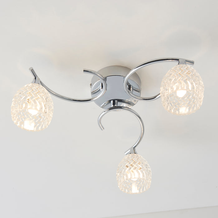 Endon BOYER-3CH Boyer 3lt Semi flush Chrome plate & clear glass 3 x 33W G9 clear capsule (Required) - westbasedirect.com