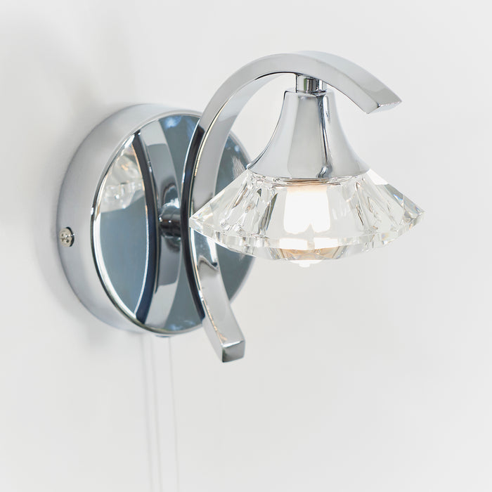 Endon LANGELLA-1WBCH Langella 1lt Wall Chrome plate & clear crystal 3W LED G9 (Required) - westbasedirect.com
