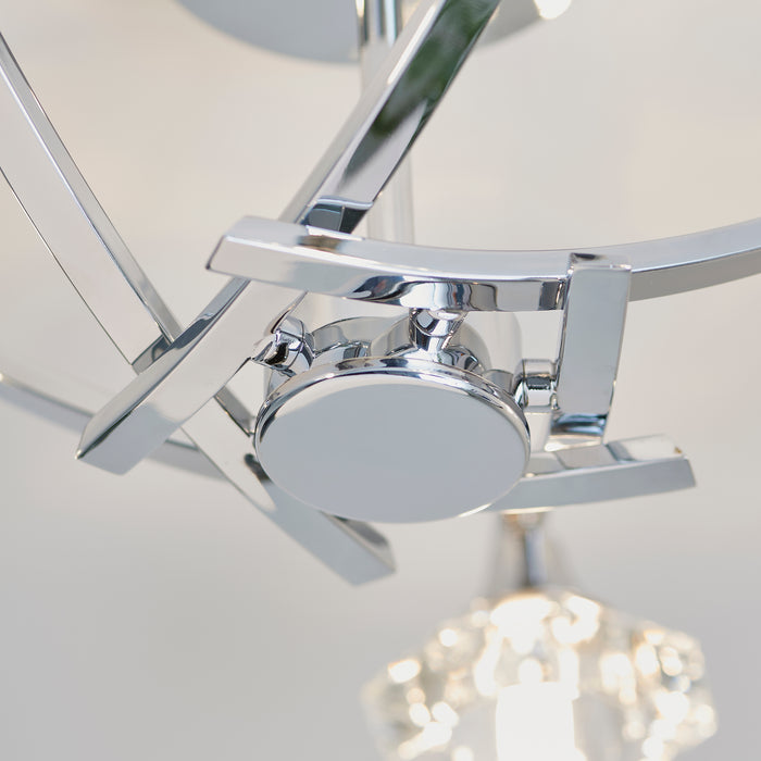 Endon LANGELLA-5CH Langella 5lt Semi flush Chrome plate & clear crystal 5 x 3W LED G9 (Required) - westbasedirect.com