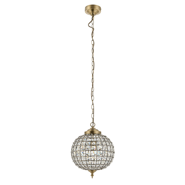 Endon EH-TANARO-AB Tanaro 1lt Pendant Antique brass plate & clear glass 60W E27 GLS (Required) - westbasedirect.com