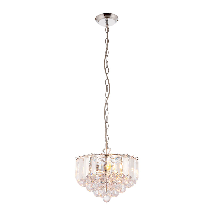 Endon FARGO-12CH Fargo 3lt Pendant Chrome plate & clear acrylic 3 x 7W LED E14 (Required) - westbasedirect.com