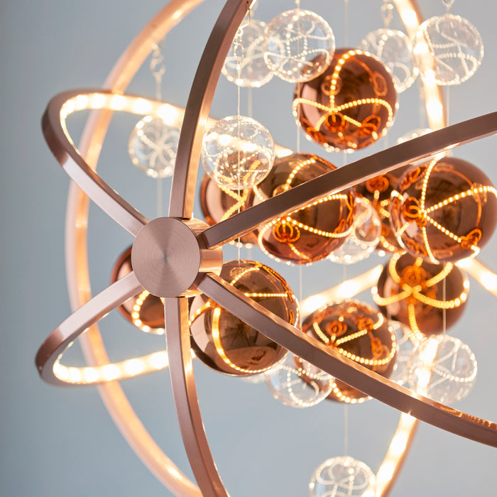 Endon MUNI-CO Muni 1lt Pendant Copper plate with clear & copper glass 8.53W LED (SMD 2835) Warm White - westbasedirect.com