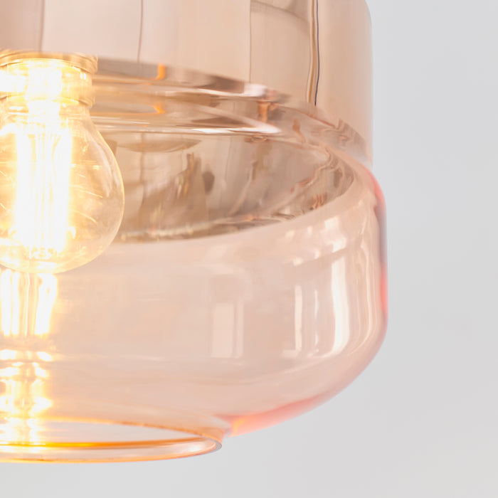Endon 60182 Willis 1lt Pendant Tinted cognac & copper glass 10W LED E27 (Required) - westbasedirect.com