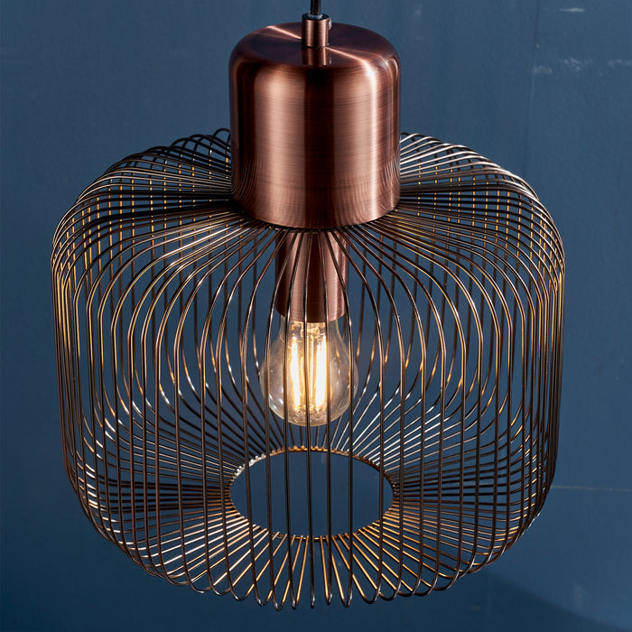 Endon 68986 Nicola 1lt Pendant Antique copper plate 40W E27 GLS (Required) - westbasedirect.com