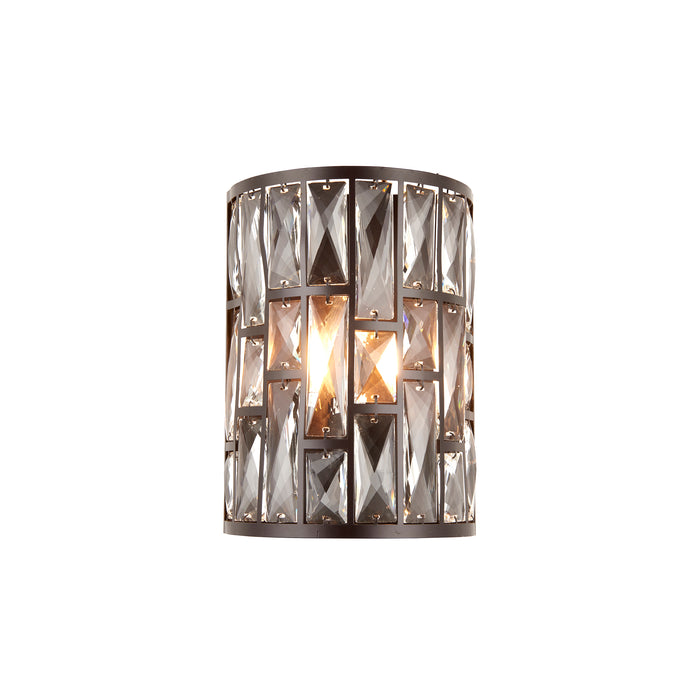 Endon 69392 Belle 1lt Wall Dark bronze paint & clear crystal 40W E14 candle (Required) - westbasedirect.com