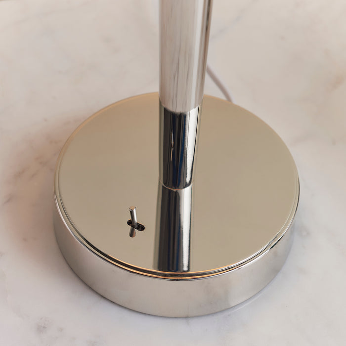 Endon 72175 Syon 1lt Table Bright nickel plate & mink fabric 40W E14 candle (Required) - westbasedirect.com