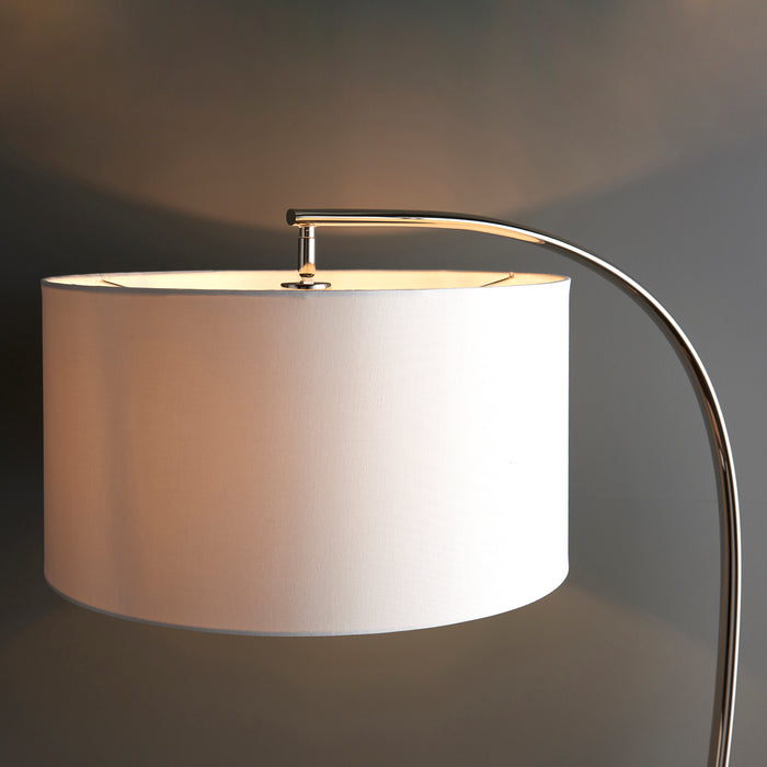 Endon 72388 Josephine 1lt Floor Bright nickel plate & vintage white fabric 60W E27 GLS (Required) - westbasedirect.com