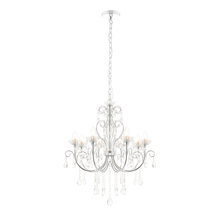 Endon 72561 Tabitha 8lt Pendant Chrome plate & clear crystal 8 x 18W G9 clear capsule (Required) - westbasedirect.com