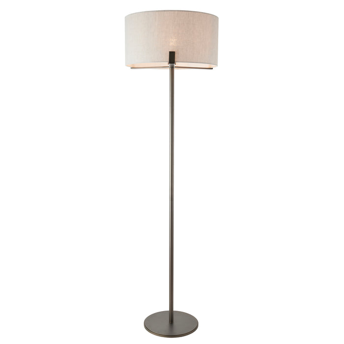 Endon 72634 Hayfield 1lt Floor Brushed bronze finish & natural linen 60W E27 GLS (Required) - westbasedirect.com