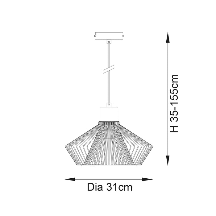 Endon 72813 Kimberley 1lt Pendant Copper plate 60W E27 GLS (Required) - westbasedirect.com