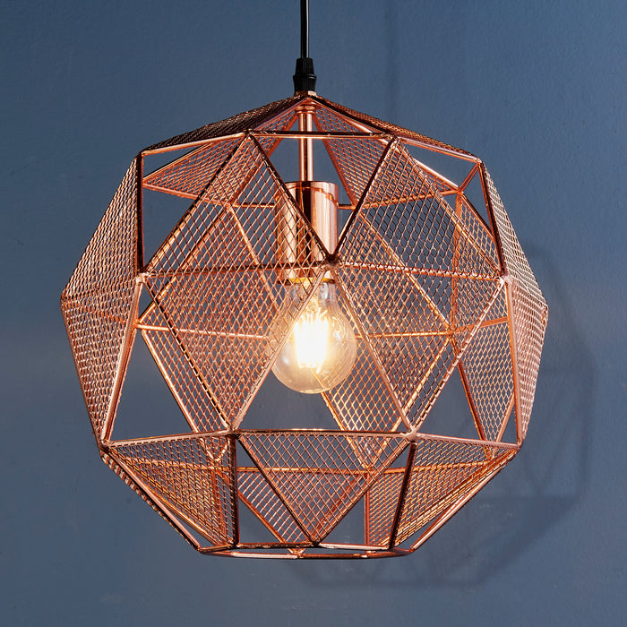 Endon 72815 Armour 1lt Pendant Copper plate 60W E27 GLS (Required) - westbasedirect.com
