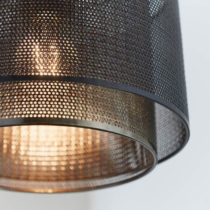 Endon 72831 Plexus 1lt Pendant easyfit Matt black & antique brass plate 10W LED E27 or B22 (Required) - westbasedirect.com