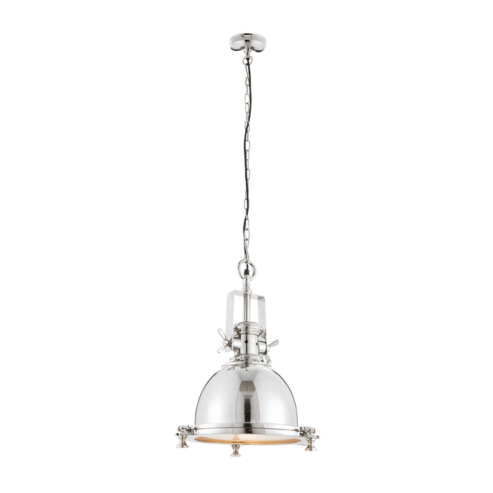 Endon 73103 Fenton 1lt Pendant Bright nickel plate & sandblasted glass 40W E27 GLS (Required) - westbasedirect.com