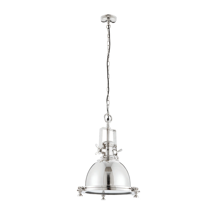 Endon 73103 Fenton 1lt Pendant Bright nickel plate & sandblasted glass 40W E27 GLS (Required) - westbasedirect.com