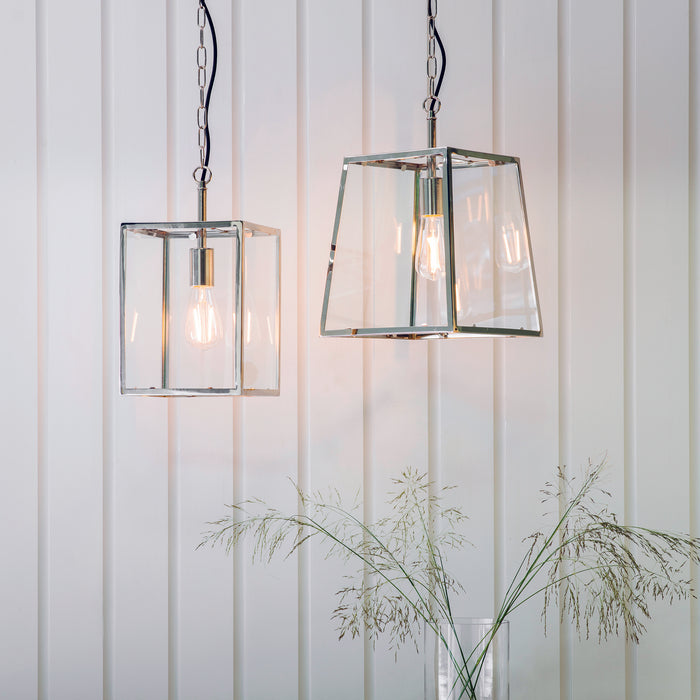 Endon 76225 Hurst 1lt Pendant Bright nickel plate & clear glass 10W LED E27 (Required) - westbasedirect.com