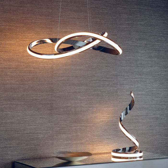 Endon 76412 Aria 1lt Table Chrome plate & white acrylic 18W LED tape module (SMD 2835) Warm White - westbasedirect.com