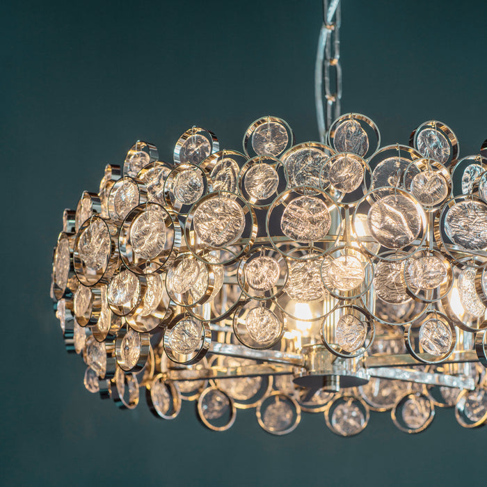 Endon 76508 Marella 6lt Pendant Bright nickel plate & clear glass 6 x 7W LED E14 (Required) - westbasedirect.com