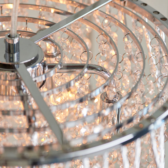 Endon 76694 Sophia 5lt Pendant Chrome plate & clear crystal 5 x 28W G9 clear capsule (Required) - westbasedirect.com