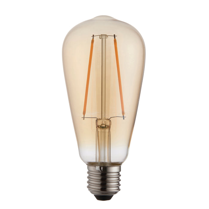 Endon 77107 E27 LED filament pear 1lt Accessory Amber glass 2W LED E27 Warm White - westbasedirect.com