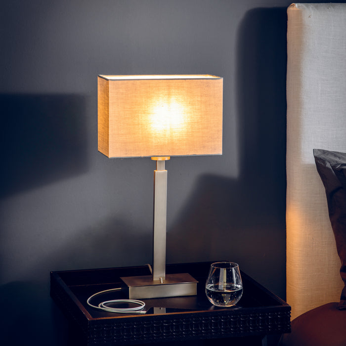 Endon 77476 Rectangular 1lt Shade Grey fabric 40W E27 or B22 GLS (Required) - westbasedirect.com