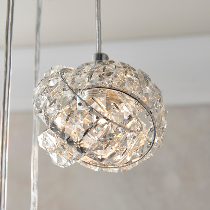 Endon 77566 Talia 5lt Pendant Chrome plate & clear crystal 5 x 28W G9 clear capsule (Required) - westbasedirect.com