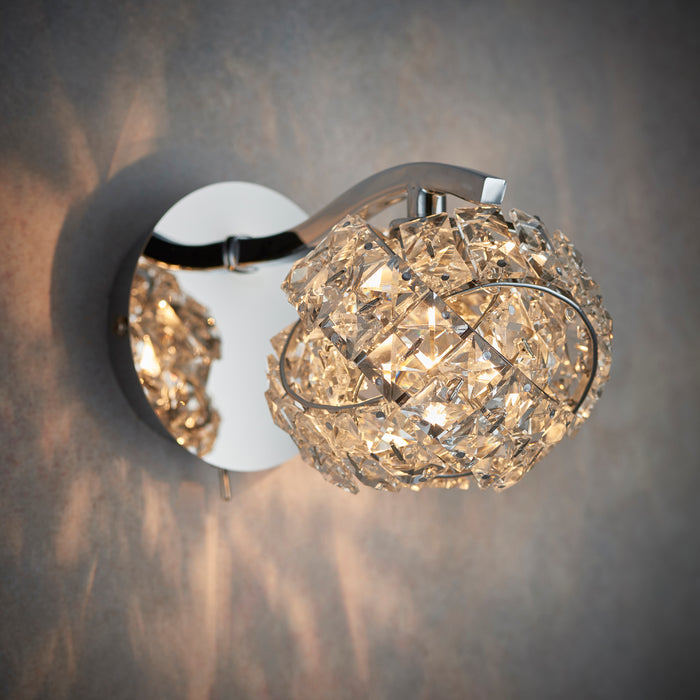 Endon 77567 Talia 1lt Wall Chrome plate & clear crystal 28W G9 clear capsule (Required) - westbasedirect.com