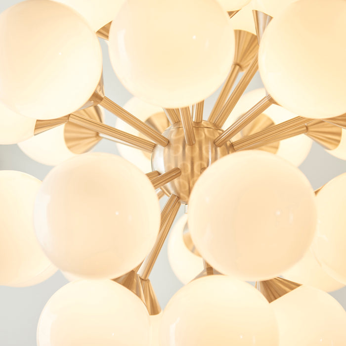 Endon 77587 Oscar 28lt Pendant Satin nickel plate & gloss white glass 28 x 18W G9 clear capsule (Required) - westbasedirect.com