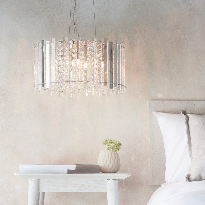 Endon 78699 Hanna 5lt Pendant Clear crystal glass & chrome plate 5 x 3W LED G9 (Required) - westbasedirect.com