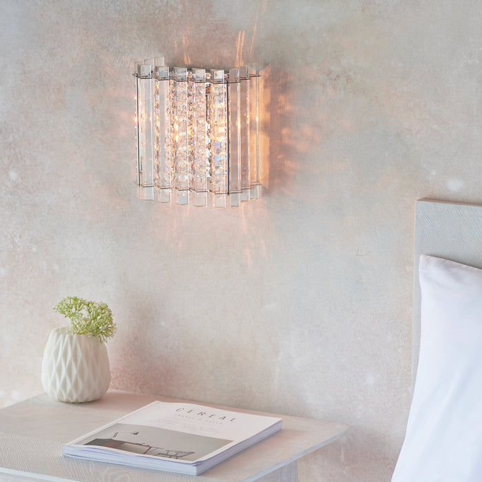 Endon 78700 Hanna 1lt Wall Clear crystal glass & chrome plate 3W LED G9 (Required) - westbasedirect.com