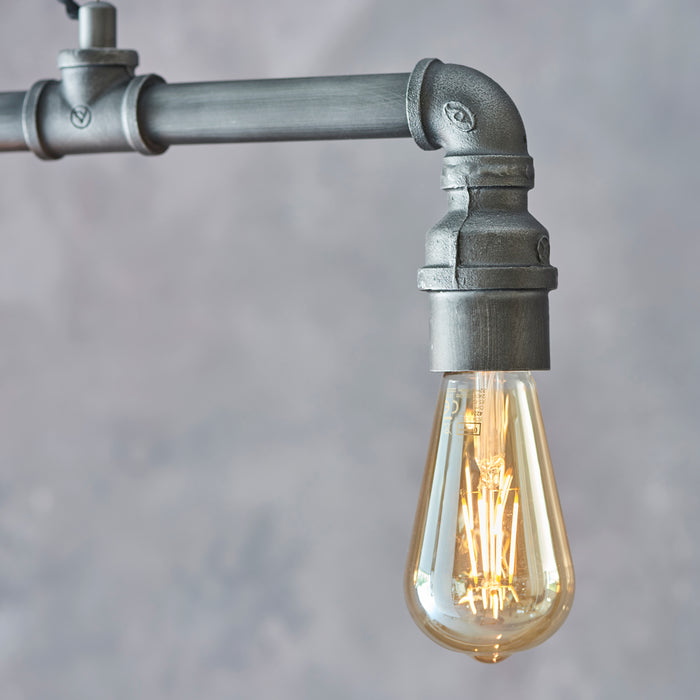 Endon 78764 Pipe 3lt Pendant Aged pewter paint 3 x 40W E27 GLS (Required) - westbasedirect.com