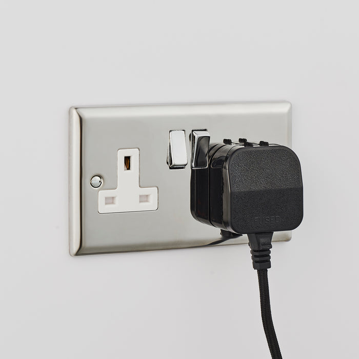 Endon 79380 Carlson 1lt Wall Matt black & light grey fabric 40W E27 GLS (Required) - westbasedirect.com