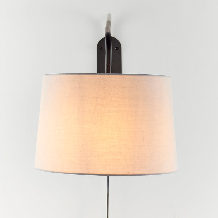Endon 79380 Carlson 1lt Wall Matt black & light grey fabric 40W E27 GLS (Required) - westbasedirect.com