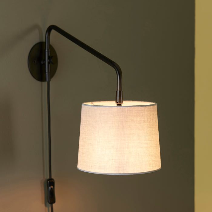 Endon 79500 Carlson 1lt Wall Matt black & light grey fabric 40W E14 golf (Required) - westbasedirect.com