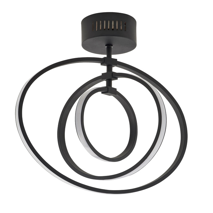 Endon 80682 Avali 1lt Semi flush Matt black & white acrylic 24.12W LED tape module (SMD 2835) Warm White - westbasedirect.com