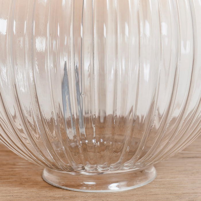 Endon 81896 Jemma 1lt Table Clear ribbed glass & satin nickel plate 10W LED E27 (Required) - westbasedirect.com