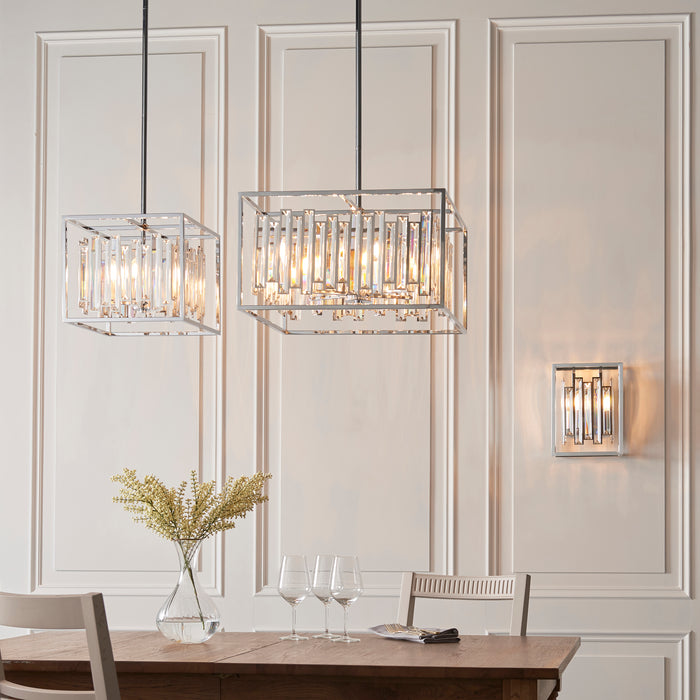 Endon 81931 Acadia 6lt Pendant Clear crystal & chrome plate 6 x 40W E14 candle (Required) - westbasedirect.com