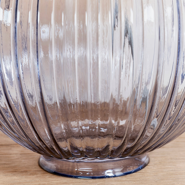 Endon 82114 Jemma 1lt Table Smokey grey ribbed glass & satin nickel plate 10W LED E27 (Required) - westbasedirect.com