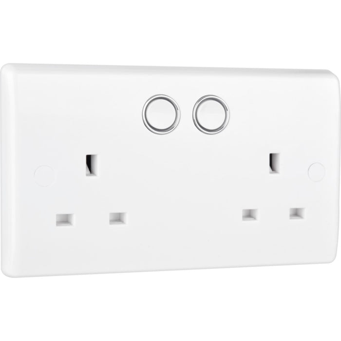 BG 822/HC White Moulded Slim Double Switched 13A Power Socket with Smart Home Control - westbasedirect.com