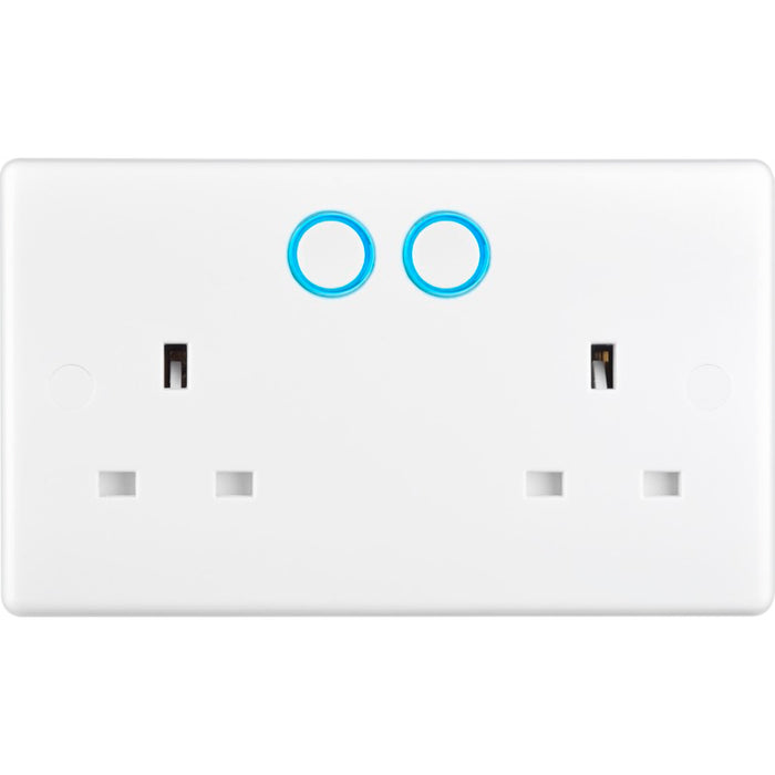 BG 822/HC White Moulded Slim Double Switched 13A Power Socket with Smart Home Control - westbasedirect.com