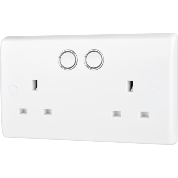 BG 822/HC White Moulded Slim Double Switched 13A Power Socket with Smart Home Control - westbasedirect.com