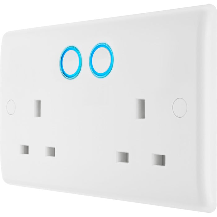BG 822/HC White Moulded Slim Double Switched 13A Power Socket with Smart Home Control - westbasedirect.com