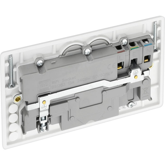 BG 822/HC White Moulded Slim Double Switched 13A Power Socket with Smart Home Control - westbasedirect.com