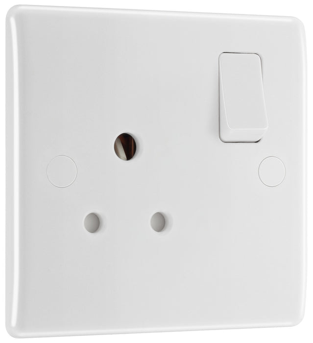 BG 829S White Round Edge 5A 1G Switched Round Pin Socket - westbasedirect.com