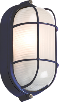 Knightsbridge TPOV60B 230V IP54 60W Black Oval Bulkhead with Wire Guard & Glass Diffuser