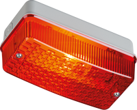 Knightsbridge E27PR 230V IP65 100W max (ES) E27 Bulkhead with Red Prismatic  Diffuser & Aluminium Base