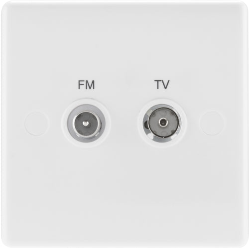 BG 866 White Round Edge Diplex TV/FM Socket - westbasedirect.com