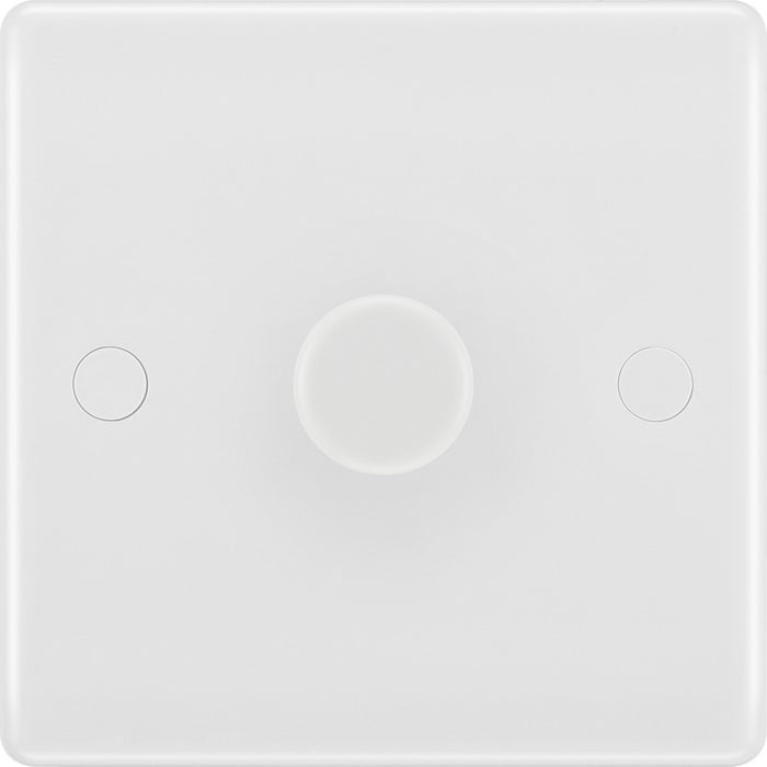 BG 881 White Round Edge 2-Way Single Trailing Edge Dimmer Push On/Off - westbasedirect.com