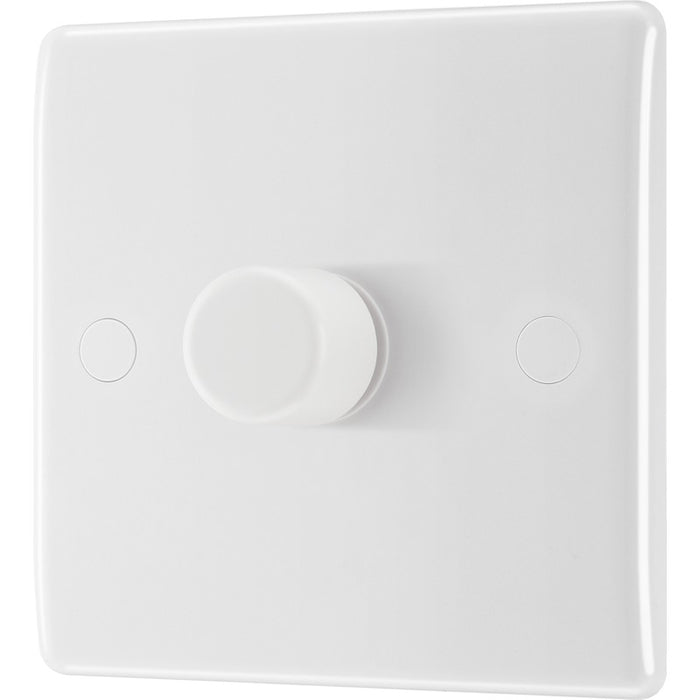 BG 881 White Round Edge 2-Way Single Trailing Edge Dimmer Push On/Off - westbasedirect.com