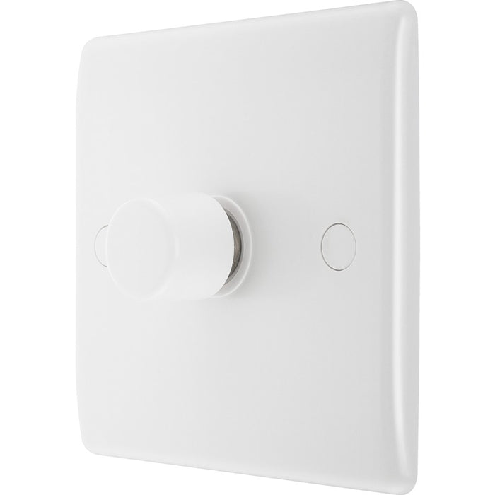 BG 881 White Round Edge 2-Way Single Trailing Edge Dimmer Push On/Off - westbasedirect.com