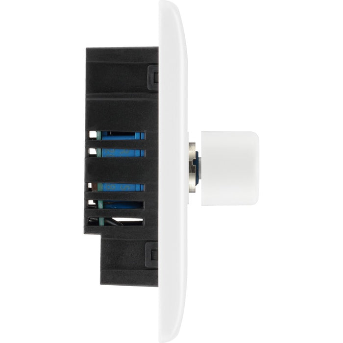 BG 881 White Round Edge 2-Way Single Trailing Edge Dimmer Push On/Off - westbasedirect.com